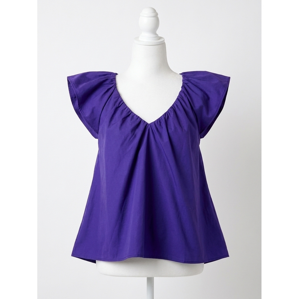 NEW STRUT & BOLT puff sleeve poplin top in purple